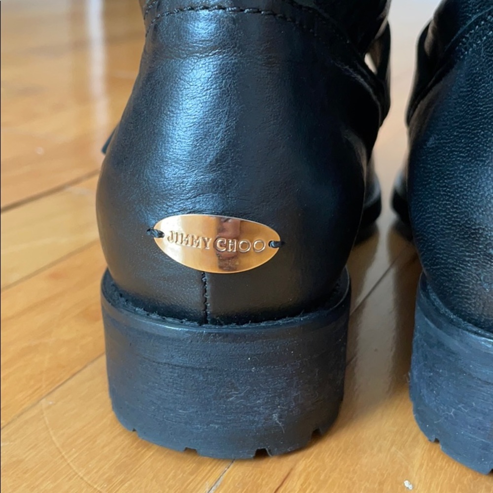 Jimmy Choo Youth Black Leather Biker Boots 38.5 - Picture 10 of 16